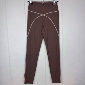 Aerie Offline Goals 7/8 Hi-rise Leggings Brown Pink Stitching M Workout Yoga